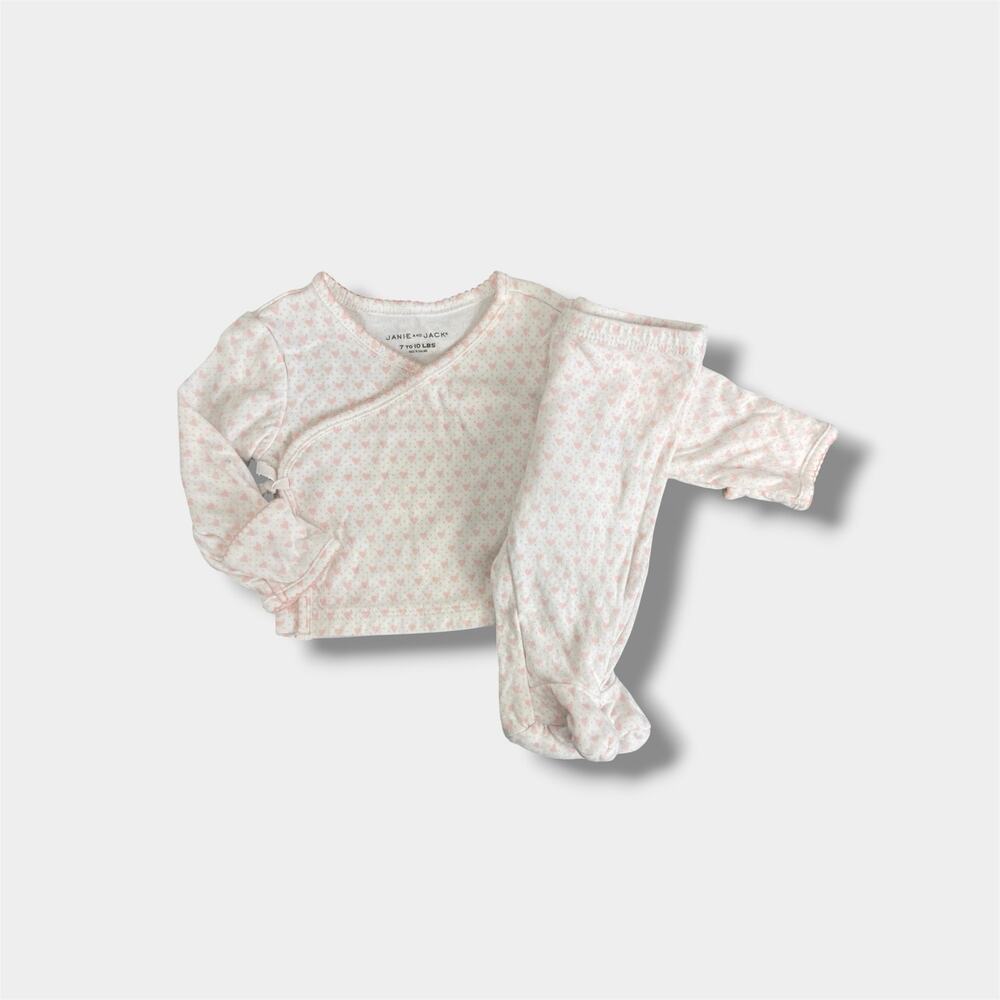 Aerin x Janie and Jack Heirloom Wrap Set Pink Hearts Newborn